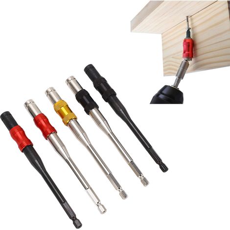 Tige d'extension hexagonale à verrouillage rapide de 145 mm avec porte-foret rotatif à pivot magnétique 1/4" et poignée hexagonale. (1/5)