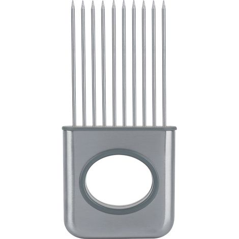 Tagliacipolle manuale in acciaio inox, supporto per frutta e verdura, carne, affettatrice, pelapatate, con 10 denti.