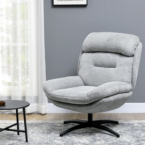 Drehbarer Sessel 360°, Grau, 79 x 91 x 98 cm, Polyester in Chenille-Optik (1/5)