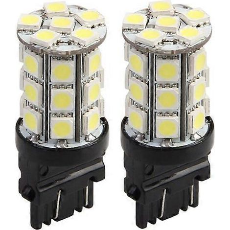 2 ampoules LED SMD T20/3157 27 5050 blanches automatiques, feu stop, feu de stationnement, feu arrière (1/5)