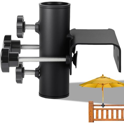 Supporto per ombrellone da balcone, morsetto quadrato per ombrellone da balcone, per ombrelloni, balconi, terrazze, per zone di fissaggio 63-20 mm, diametro ombrellone 23-38 mm (1/5)