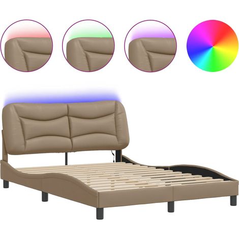 Lit double - lit simple - Cadre de lit avec LED Hvar cappuccino 140x200 cm fr5195 - Maison La Vie (1/5)