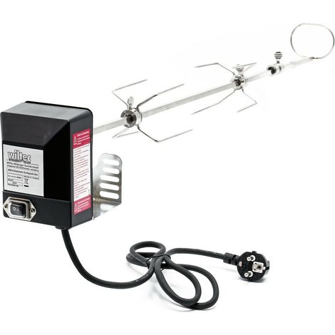 Tournebroche barbecue 82 cm 230 v en acier affiné fourches rôtisserie broches grillade (1/3)