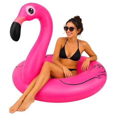 Bouée flamant rose gonflable, 102 cm, PVC, poids maximum 150 kg (1/5)