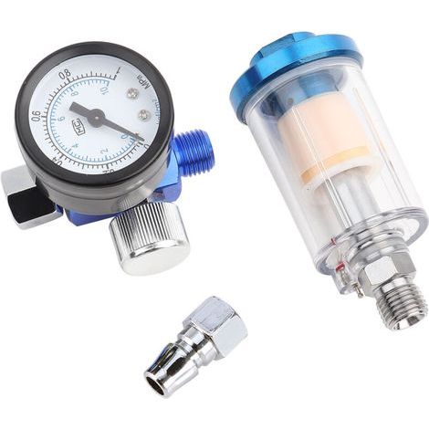 Pistolet pneumatique de peinture avec manomètre, régulateur d’air et séparateur filtre eau/huile – Kit complet pour atelier (1/5)