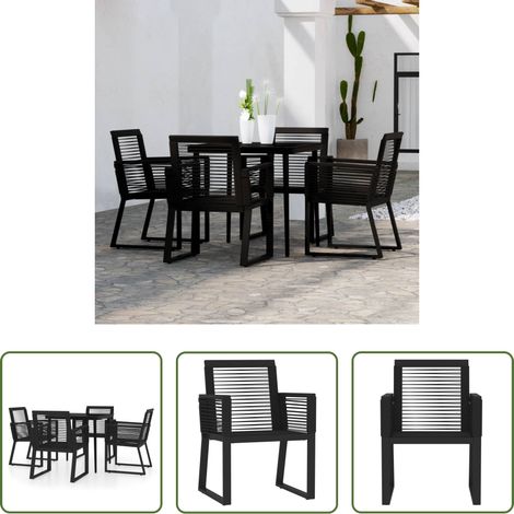 Chaises de jardin - Ensemble à manger de jardin 5 pcs Noir (1/5)