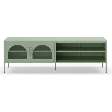 AVENO - Meuble TV 160 cm en métal - Vert