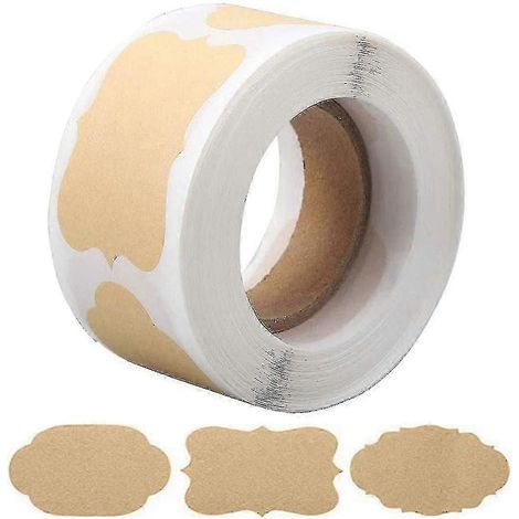 300 étiquettes cadeaux autocollantes, 3 x 5 cm, papier kraft naturel, étiquettes alimentaires amovibles (1/5)