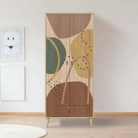 Dmora - Armario 2 puertas Dmontell, Muebles de dormitorio, Vestidor, Armario de ropa, 80x45h190 cm, Multicolor (1/4)