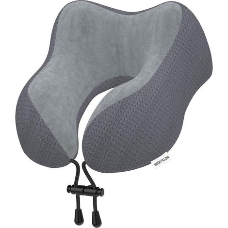 Nackenkissen Memory Foam Nackenhörnchen Flugzeug Auto Dunkelgrau (1/5)
