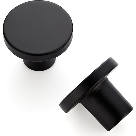 Poignées Noires Rondes Alliage pour Armoires Tiroirs 10 30mm Zinc (1/5)