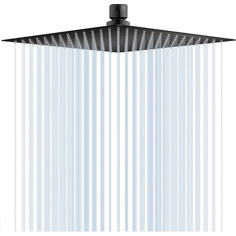 Pommeau de Douche Carré en Acier Inoxydable, 8 Pouces / 20cm Tête de Douche anti Calcaire Tete de Douche Noir (1/5)