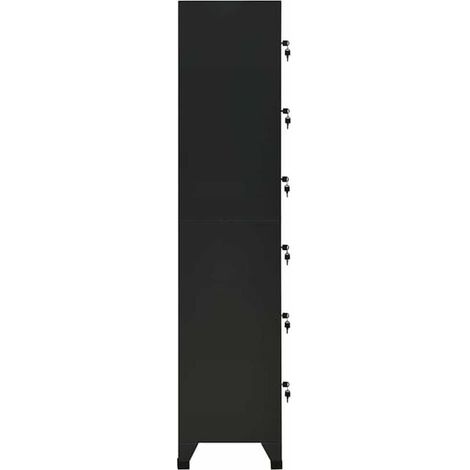 Casier de Rangement Métallique Noir avec 4 Compartiments - Meuble de Stockage Acier 38x40x180 cm pour Entrée, Bureau ou Garage (1/5)