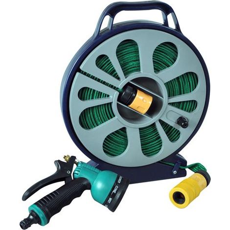 15m Lay-Flat Garden Hose Pipe with Storage Cassette (1/4)
