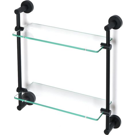 Modern Round Black Matte Double Glass Shelf (1/2)
