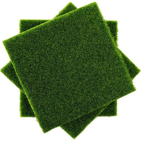Mousse Artificielle - Gazon Artificiel Carré 15 X 15 Cm - Pour Jardin Micro-Paysage Bureau Balcon Maison De Poupée - Lot De 9 (1/5)