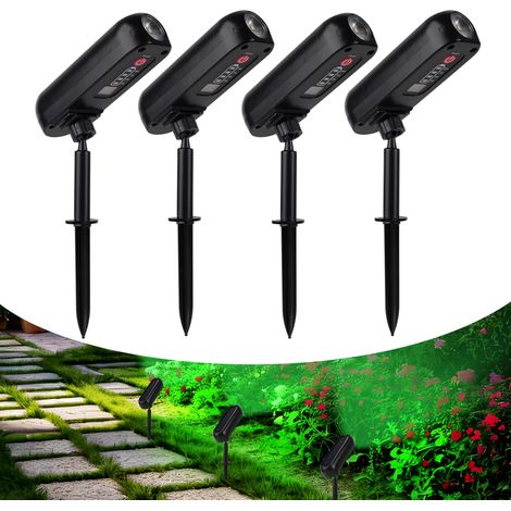 (Vert) Lot de 4 lampes solaires LED d'extérieur, appliques murales solaires IP65, projecteurs solaires pour jardin, compatibles avec arbres, allées et cours. (1/5)