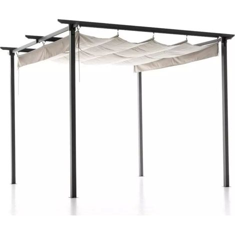 GAZEBO MYKONOS 3x3 mt colore fumo in metallo retrattile pergola M0470-38