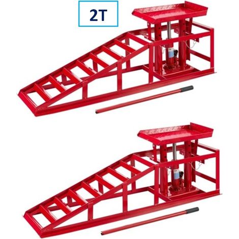 Paire de Rampes de Levage Hydraulique 2T Rampe d'Accès Réglable chargement Véhicule 240-420mm
