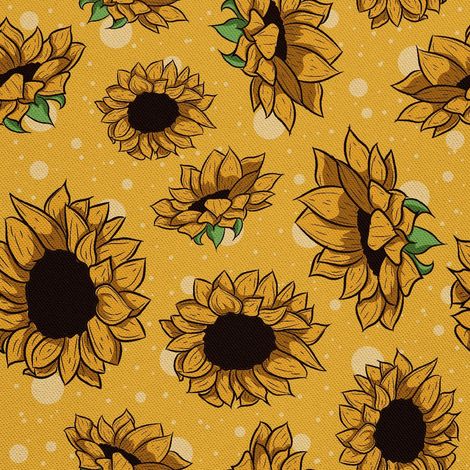 Outdoor dekostoffe oxford - Motiv Sonnenblumen auf gelbem I DX279 (1/5)