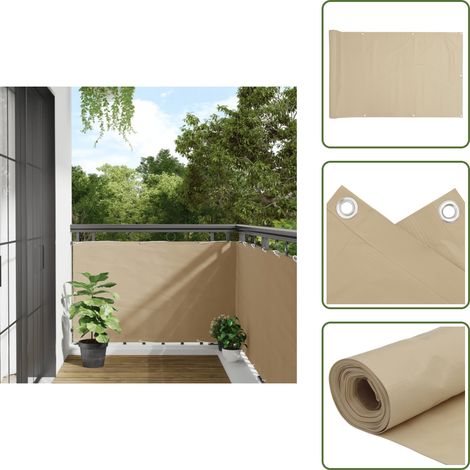 The Living Store Paravento da Balcone Beige 90x300 cm in Tessuto Oxford - Paravento impermeabile