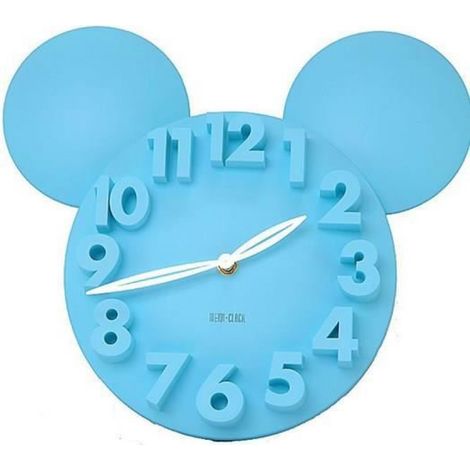 Horloge Murale Enfant Souris 3D Bleu - - Belle Pendule Quartz Decorative (1/4)