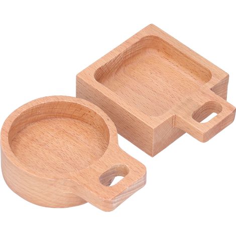 Assiette à Snack en Hêtre avec Poignée, Plat Multi-Usage pour Sauce et Condiments, Idéal Maison Cuisine Extérieur (Lot Rond et Rectangulaire) (1/5)