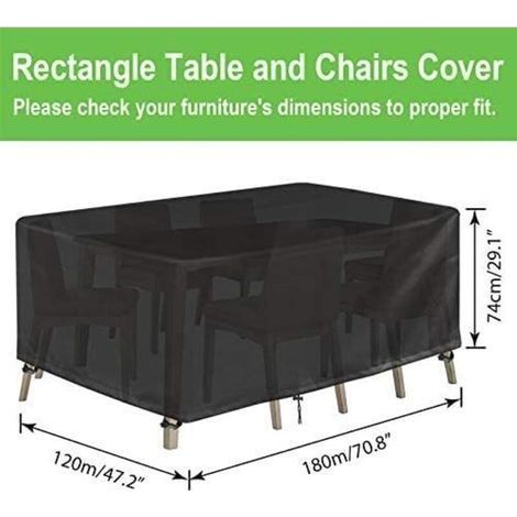 Runde Gartentischabdeckung, wasserdichtes und UV-beständiges Oxford-Gewebe, Schwarz – 180 x 120 x 74 cm (1/4)