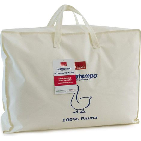 Gabel Nottetempo Piumino Caldissimo 235 gr/mq, Imbottitura 30% Piumino, 70% Piumetta, Fodera Puro Cotone, Bianco, A Una Piazza E Mezza, 205 x 200 x 2 cm (1/4)