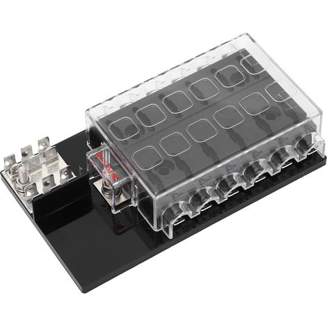 Coffret porte-fusibles à lame auto 12 voies étanche en ABS bloc fusibles voiture 12-36V CC avec capot transparent et 1 autocollant (1/5)
