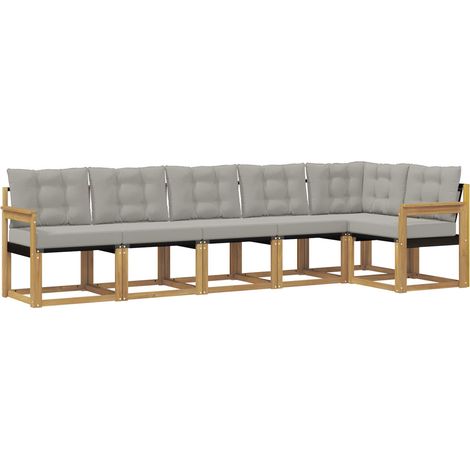 Set di divani da esterno 6 pcs Bianco e Grigio Chiaro vidaXL