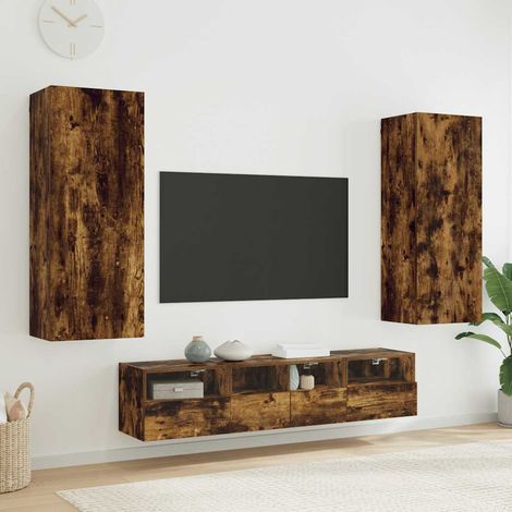 vidaXL 5 Piece TV Wall Units Smoked Oak Engineered Wood (1/5)