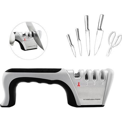 Aiguiseur Couteaux, 4 en 1 Affuteur Couteau Professionnel, eguiseur de couteau pour Ciseaux et Couteaux de Cuisine de Différentes Tailles (1/5)