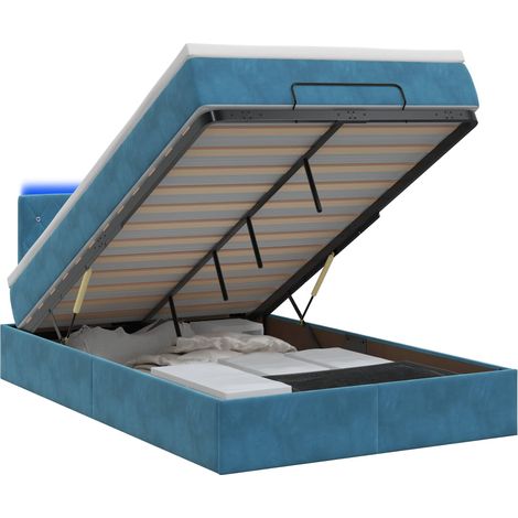 Maison Exclusive - Lit coffre avec matelas et LED Bleu foncé 120 x 200 cm Velours (1/5)