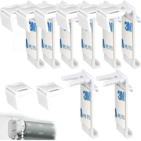 16-teiliges Rollo-Set, Kunststoff-Rollos ohne Bohren für Holzfenster, Türrahmen, Gardinenstangen, Doppelrollohaken