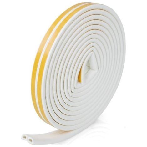 Bande de Joint D-Profil, Joint d'Étanchéité Porte, Joint Fenetre Isolation avec Forte Adhérence, Isoler du Bruit, Anti-collision et Anti-intempéries, 9mm x 6mm (Blanc 6M) (1/5)