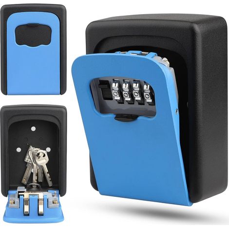 Cassetta portachiavi da parete con codice a 4 cifre, cassaforte portachiavi impermeabile, cassetta portachiavi con combinazione per casa, garage, scuola - Blu (1/5)