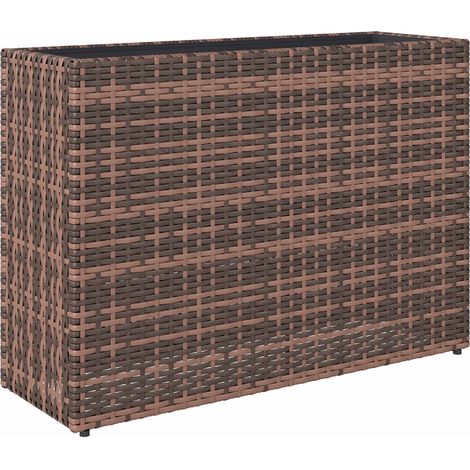 Verstellbarer Pflanzkasten aus Rattan mit herausnehmbarem Einsatz, braun