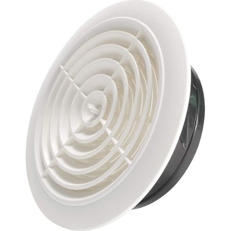 – Grille de ventilation ronde ajustable 200 mm – Plastique ABS – Débit d'air réglable – Installation murale ou plafond (1/4)