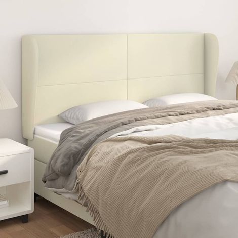 vidaXL Tête de lit avec oreilles Crème 203x23x118/128 cm Similicuir (1/5)