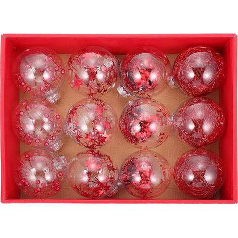 Boule de Noël Suspendue Transparente en Pet Étoiles Intégrées Décoration Ronde Légère pour Sapin Boîte de Boules de Noël Assorties Accessoires Photo Festifs (1/5)