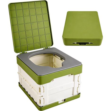 Toilettes De Camping: Toilette Portable Camping, Toilettes Pliantes avec Couvercle Et 5 Sachets De Toilette Stables pour Camping, Randonnée, Longs Trajets en Urgences (Vert Militaire) (1/5)