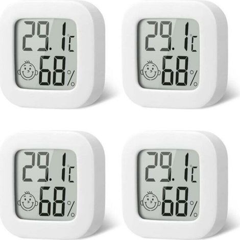 Lot de 4 thermomètres d'intérieur avec icône de température de l'air pour cuisines, pépinières, serres, entrepôts et