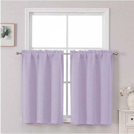 Rideaux courts à œillets - Chyhomenyc - Violet clair - Lilas - 91 cm de long - 76 cm de large - Lot de 2 (1/5)