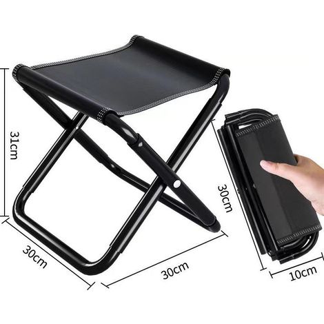 Chaise pliante portable pour la pêche en extérieur, tissu Oxford-303031cm, noir, 1pc (1/4)