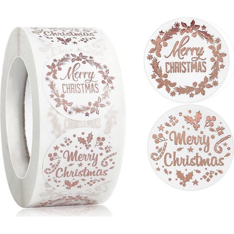 Rollen 500 Sticker Weihnachten Rose Gold 2.5cm Auto-Adhäsive (1/5)