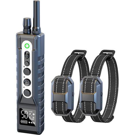 Collier de Dressage pour Chiens avec Télécommande, Portée 3000m, 3 Modes : Bip, Vibration, Super Vibration, 50 Niveaux Réglables, Étanche IPX7, Rechargeable, pour Chiens de 3 à 55kg, 2 Collier (1/5)