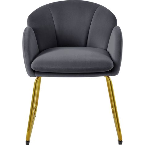 Homevive Silla Comedor Silla Tapizada Terciopelo Sillon para Dormitorio Silla para Comedor Cocina Pata Metal Silla Terciopelo Sala de Estar Gris Oscuro (1/5)