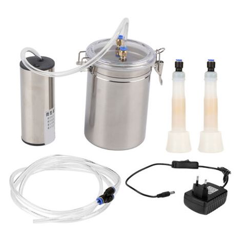 Luocute Machine à Traire électrique 2L, Portable pour Vaches, avec Pompe à Vide, Seau en Acier Inoxydable, pour Ferme Laitière, Mouton, Chèvre (pour bovins Prise UE) (1/5)