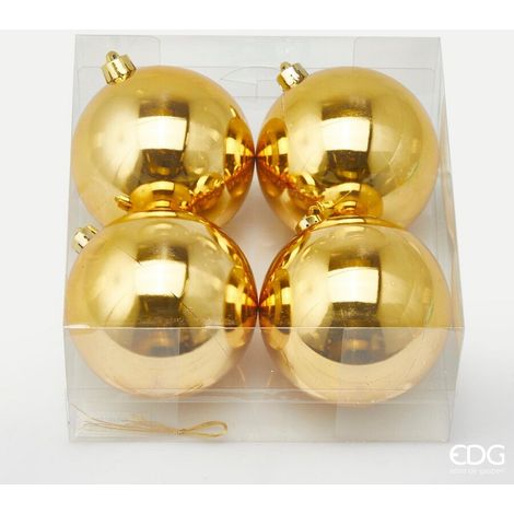 EDG Enzo De Gasperi Palla Natale Poly D 10 Cm Lucida Gold Cf 4 Pz